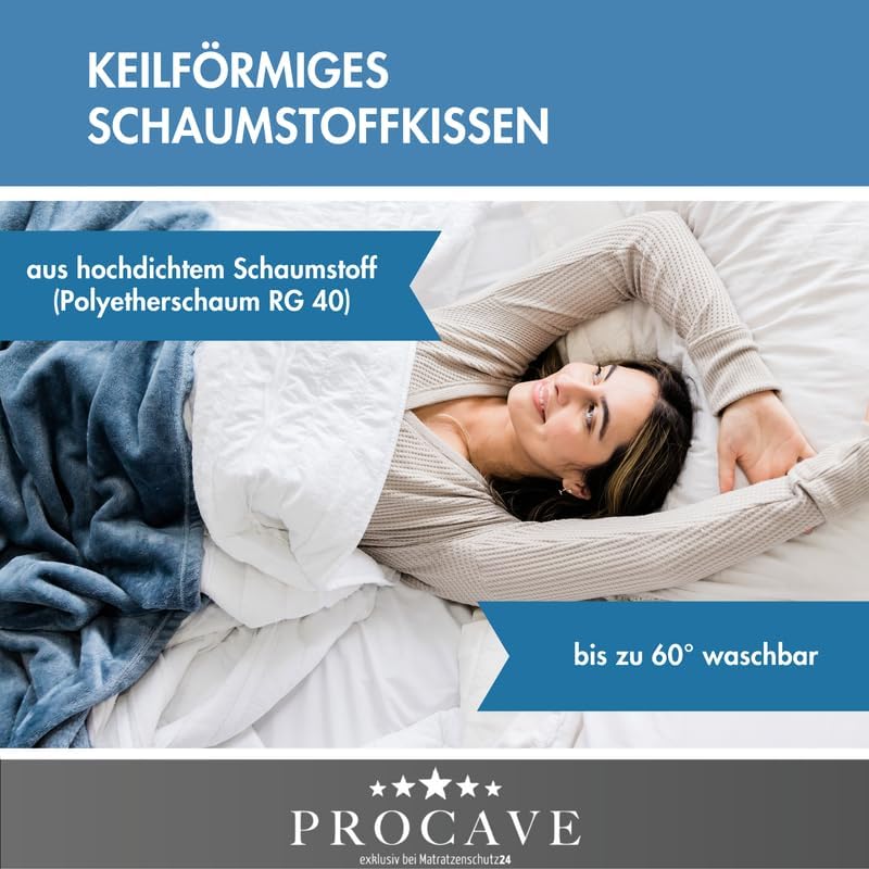 PROCAVE Bettkeil | keilförmiges Schaumstoffkissen | atmungsaktive Matratzenerhöhung | Made in German