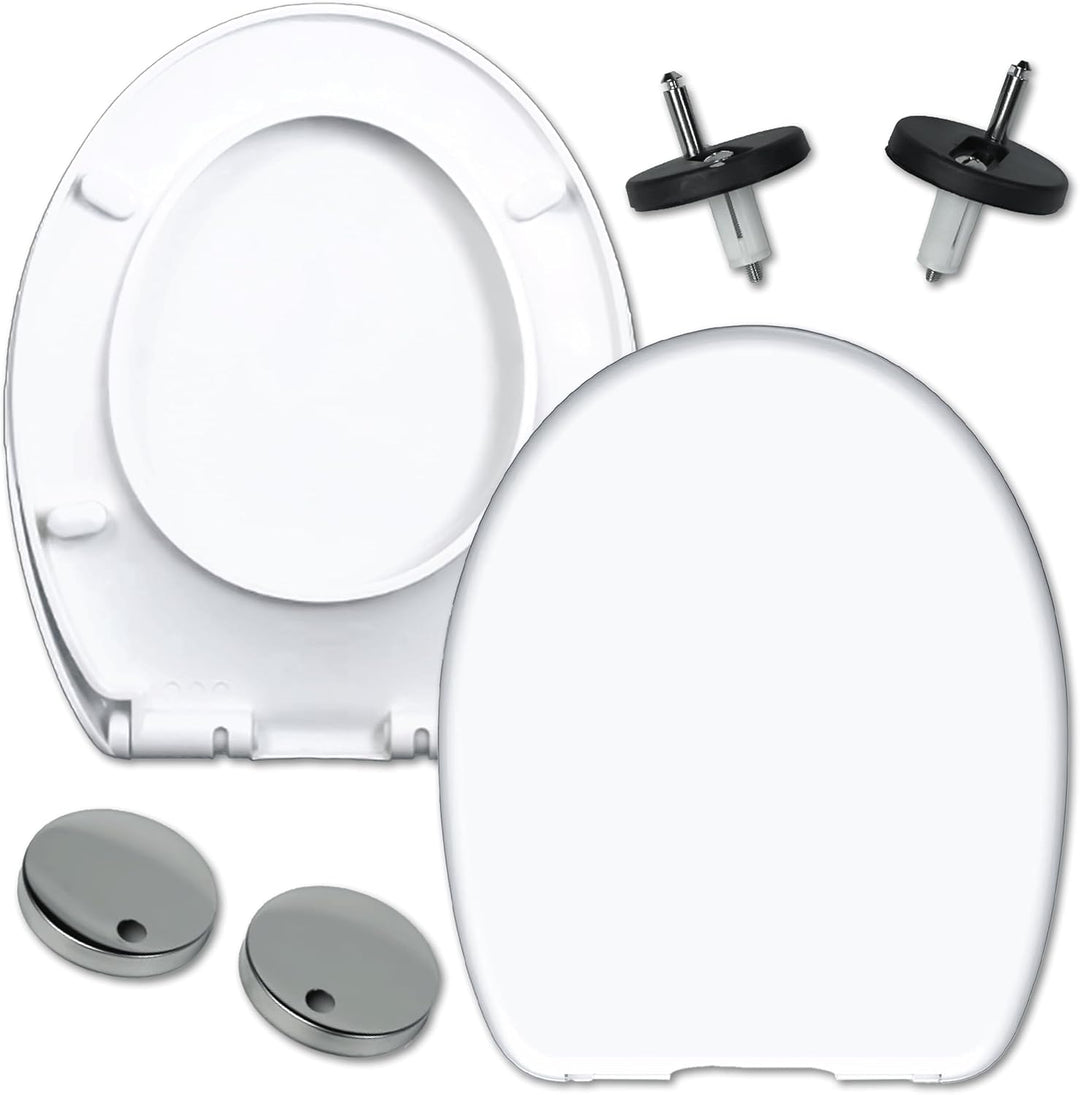 Toilettendeckel mit Absenkautomatik - WC Sitz mit Softclose, Schnellverschluss & Befestigung 12-20 c