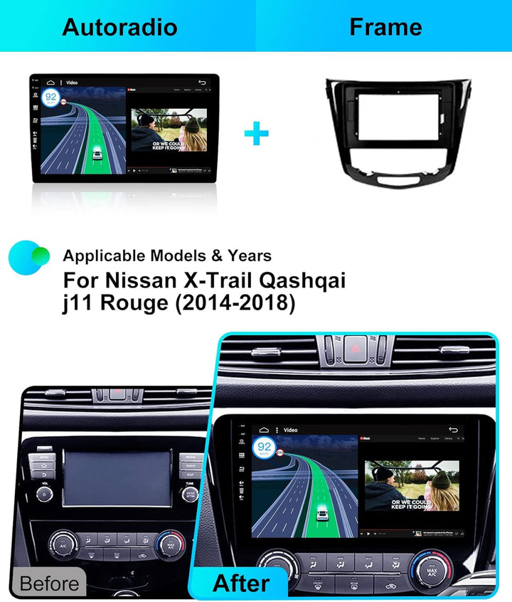 JOYX Android 13 Autoradio Passt fürNissan X-Trail Qashqai J11 Rouge(2014-2018) - Rückfahrkamera KOST