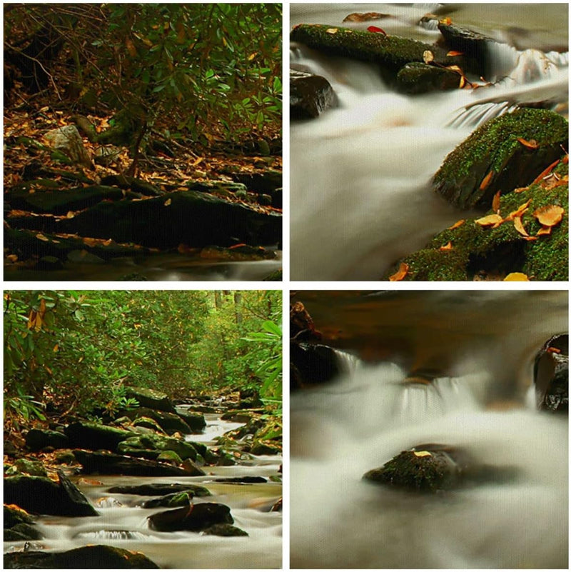 Bilder auf Leinwand 100x70cm Leinwandbild mit Rahmen Bäume Strom Felsen Gross Wanddeko Bild Schlafzi