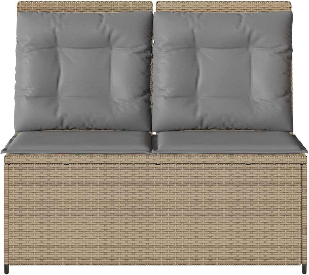 Homgoday Gartenliegebank Beige Poly-Rattan 108 cm Sitzbreite, 2-Personen, für Entspannung und Freilu