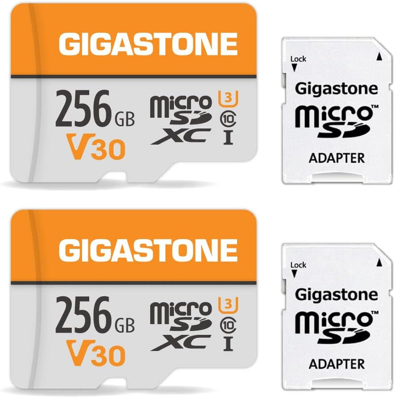 Gigastone 256GB MicroSDXC Speicherkarte 2er-Pack + SD Adapter, für Action-Kamera GoPro Drohne und Ta