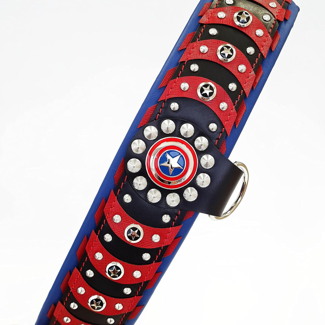 Das ''Captain America'' Halsband 100% Leder L - für einen Hals von 50-60 cm, L - für einen Hals von