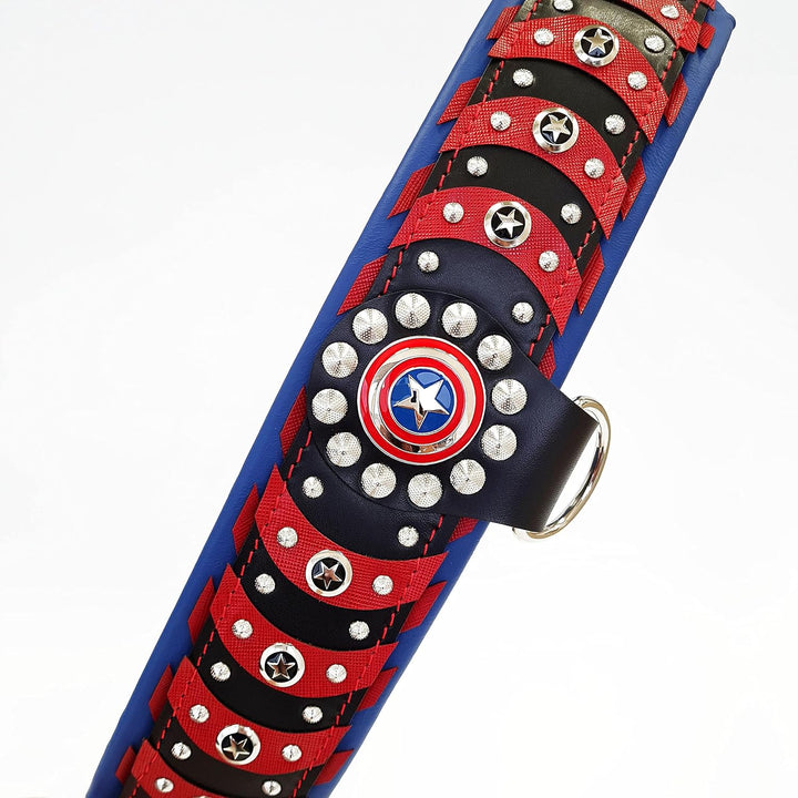 Das ''Captain America'' Halsband 100% Leder XXL - für einen Hals von 65 - 75 cm, XXL - für einen Hal