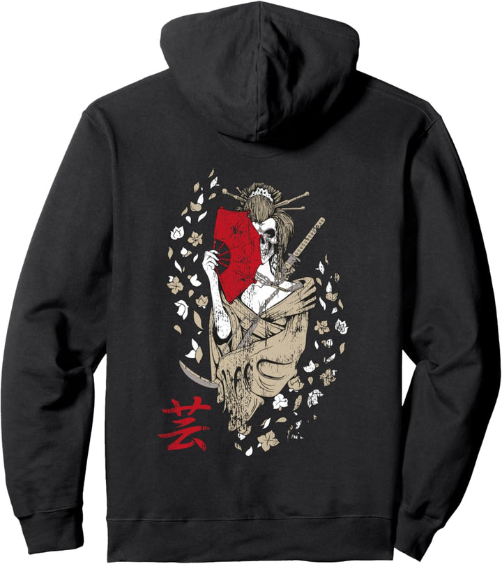 Geisha girl mask skull of death Traditional Japan Pullover Hoodie