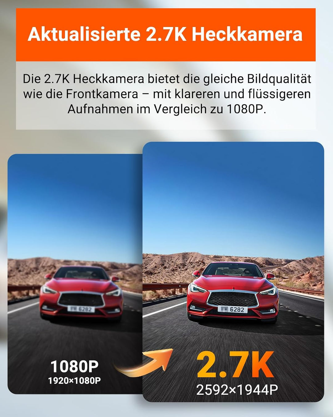 VANTRUE E2 Dual 1944P Dashcam Auto 5GHz WiFi GPS, Wireless- und Sprachgesteuerte Dash Cam vorne hint