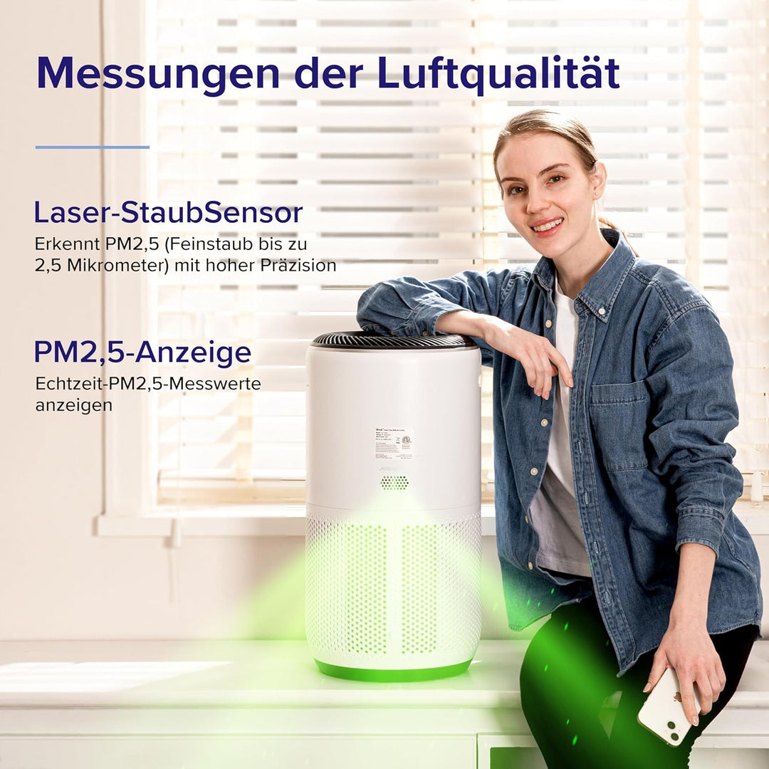 LEVOIT H13 HEPA Luftreiniger für Allergiker, CADR 400m³/h bis 83㎡ Raucherzimmer Wohnung, Luftfilter