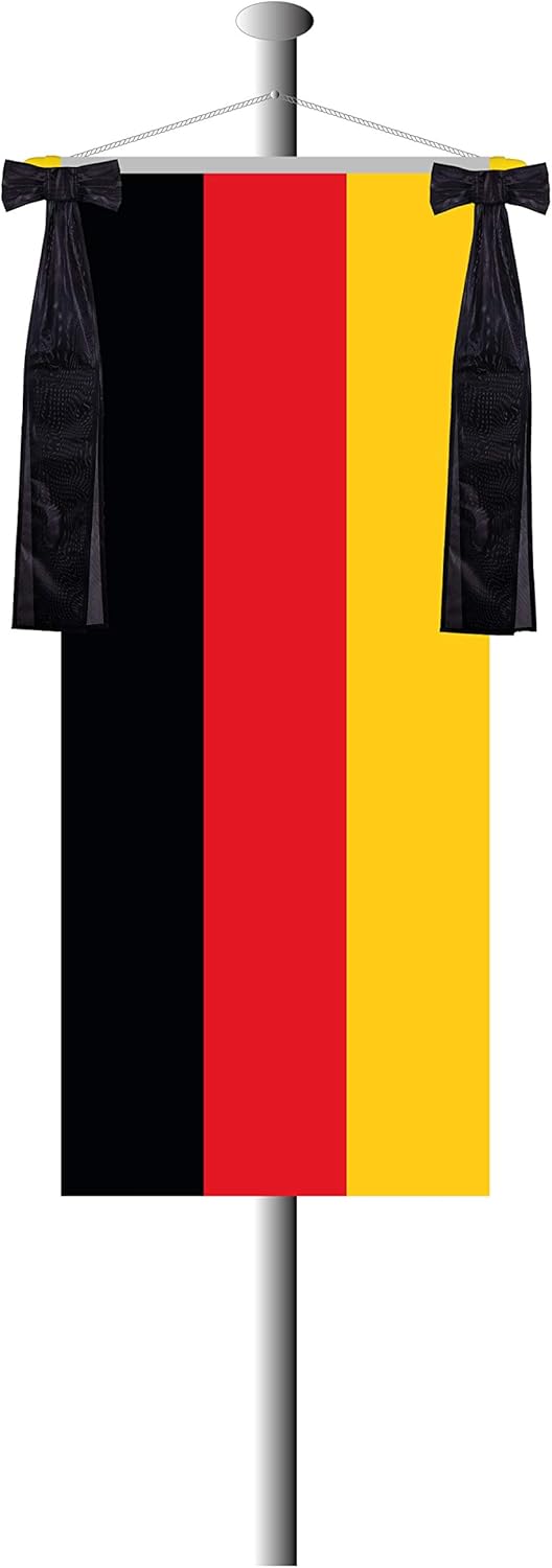 FLAGLY Trauerflor schwarz für Fahnenmasten - Trauerschleifen schwarz in verschiedenen Grössen zur Tr