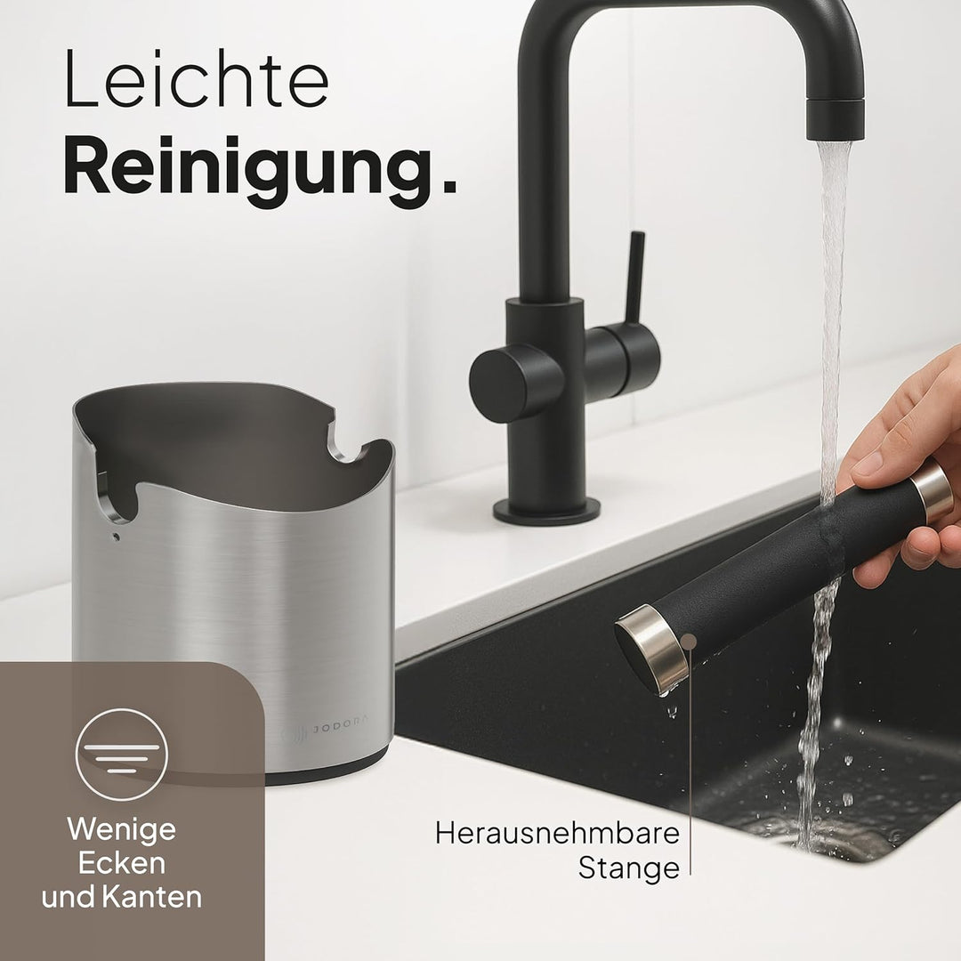 Abklopfbehälter für Siebträger aus hochwertigen Edelstahl standfest - Robuste Knock Box mit geräusch