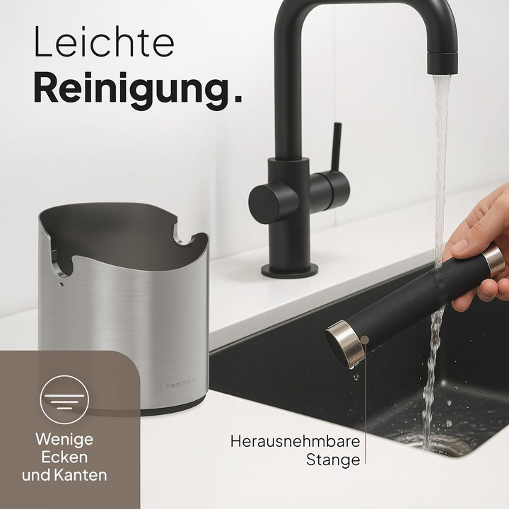 Abklopfbehälter für Siebträger aus hochwertigen Edelstahl standfest - Robuste Knock Box mit geräusch