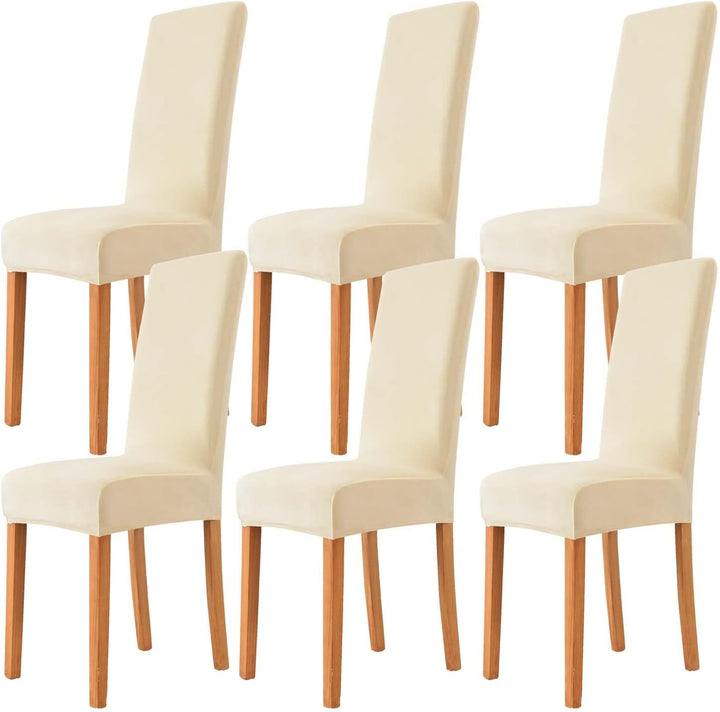 Morwealth 2er 4er 6er Set Stuhlhussen, Stuhlbezug für Esszimmer Waschbar Samt Stretch Stuhl hussen U