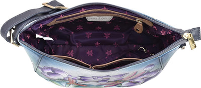 Anuschka Handbemalte Hobo Schultertasche aus Echtleder Tranquil Pond, Tranquil Pond