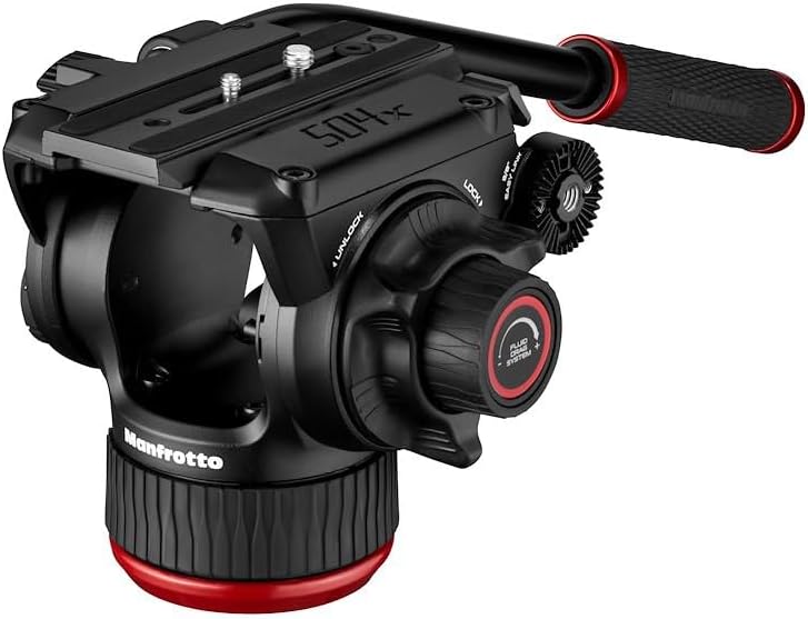 Manfrotto 504X Fluid-Videokopf mit Doppelstativ, Kit mit Aluminiumstativ und Videokopf, Doppelbein m