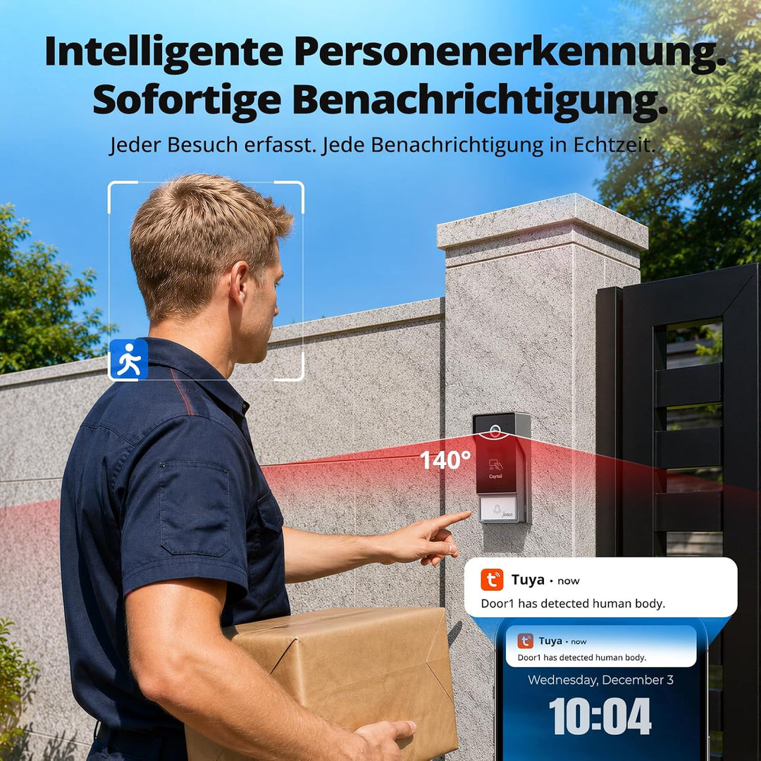 WLAN Video Türsprechanlage 2-Draht mit Kamera und Türöffner, 7" IPS Touchscreen, WIFI6 Dualband Gege