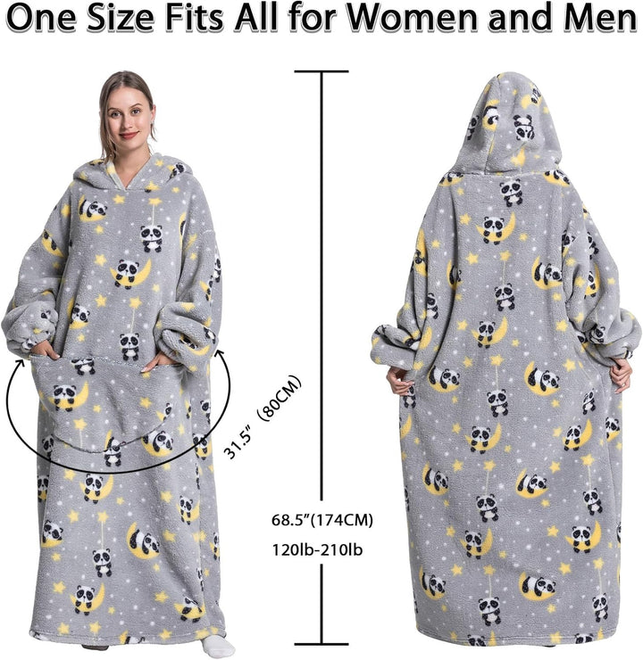 Pterygoid Verlängert Übergrosse Hoodie Decke,Decken Hoodie Damen mit Tasche und Kapuze,Superweiche u