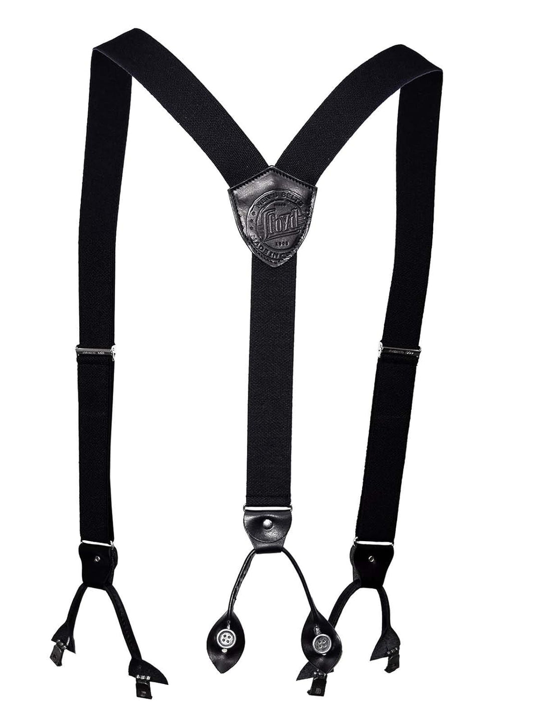 LLOYD 05 120 Hosenträger Leder Rückenteil und Roll-Clips, Schwarz, 35mm
