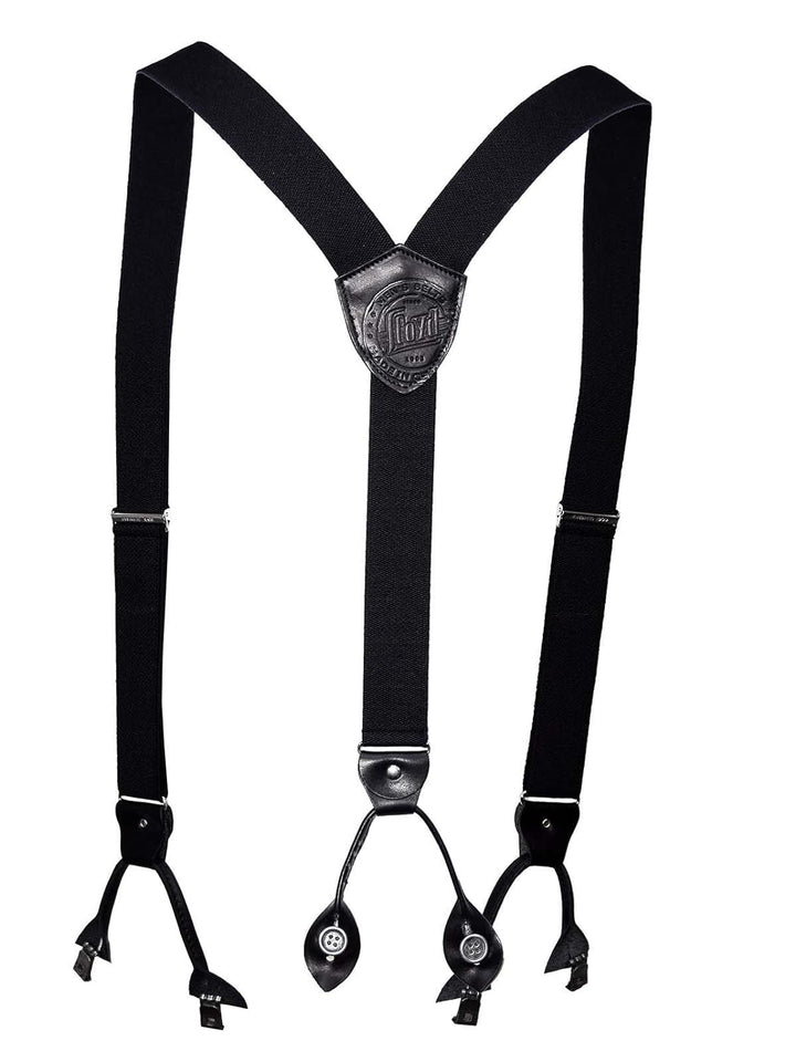 LLOYD 05 120 Hosenträger Leder Rückenteil und Roll-Clips, Schwarz, 35mm