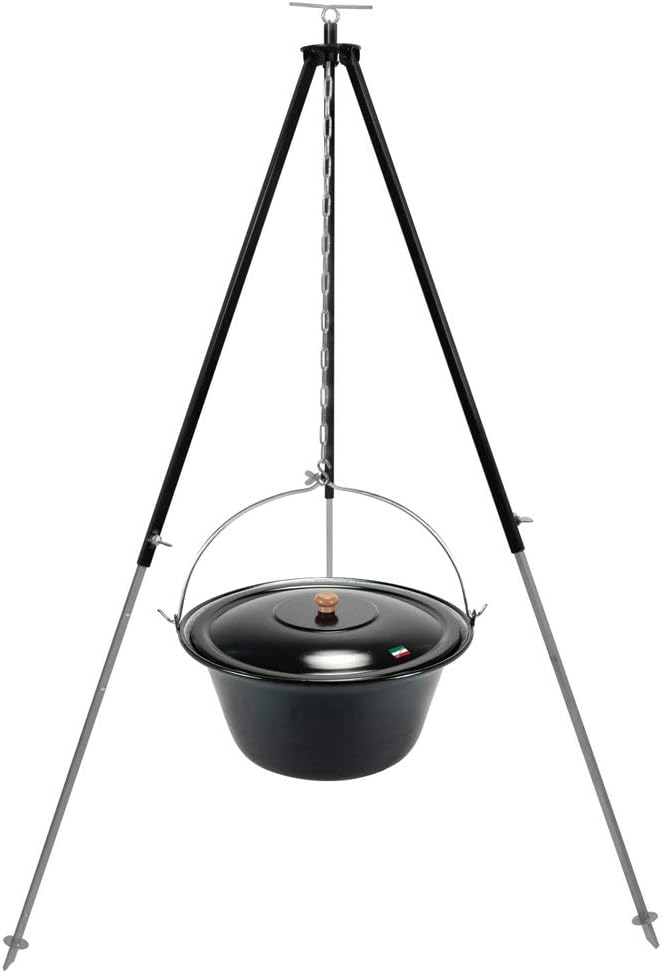 Gulaschkessel Gulaschtopf Set 22 Liter emailliert mit Deckel und Teleskop Dreibein 180 cm durch Kett