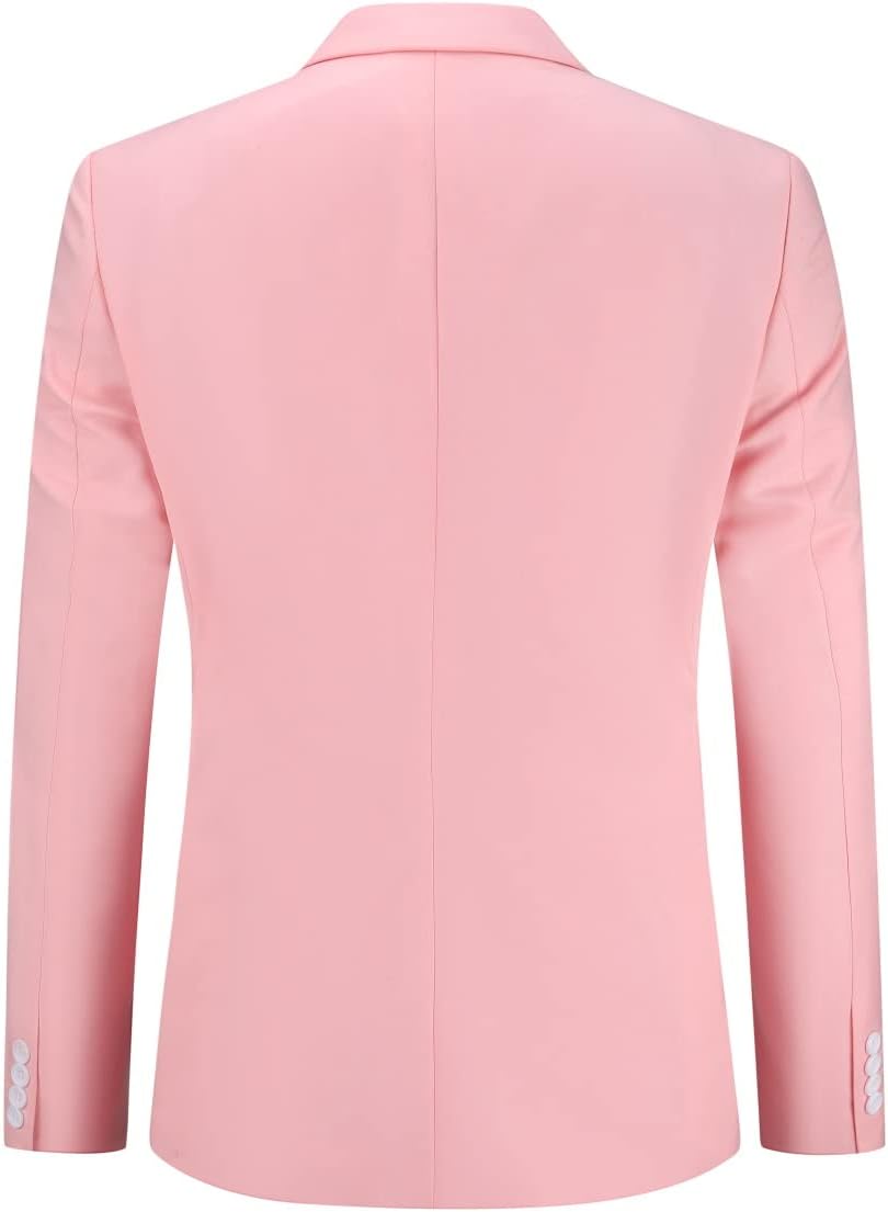 YOUTHUP Herren Sakko Zweireiher Slim Fit Formelle mit Revers Büro Hochzeit Anzugsjacke Blazer S Rosa