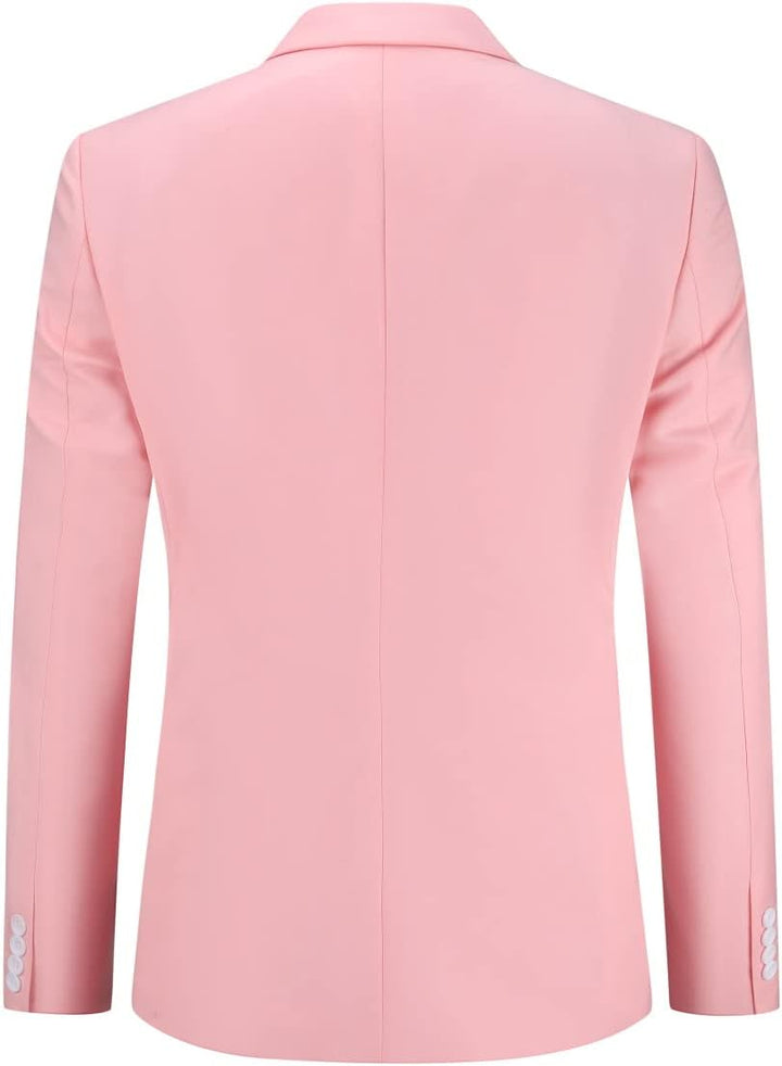 YOUTHUP Herren Sakko Zweireiher Slim Fit Formelle mit Revers Büro Hochzeit Anzugsjacke Blazer S Rosa