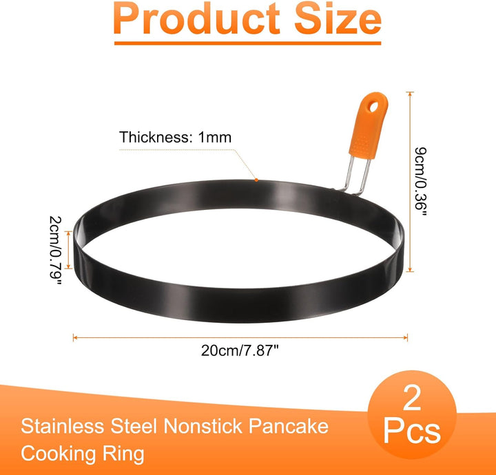 QUARKZMAN 2 Stück Runder Spiegeleiformen 20cm Form Pancakemit Silikon-Klappgrifffür Spiegeleier Sand