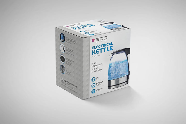 ECG RK 1776 Glass, Wasserkocher, 1,7 Liter, Glas, 1.7 liters