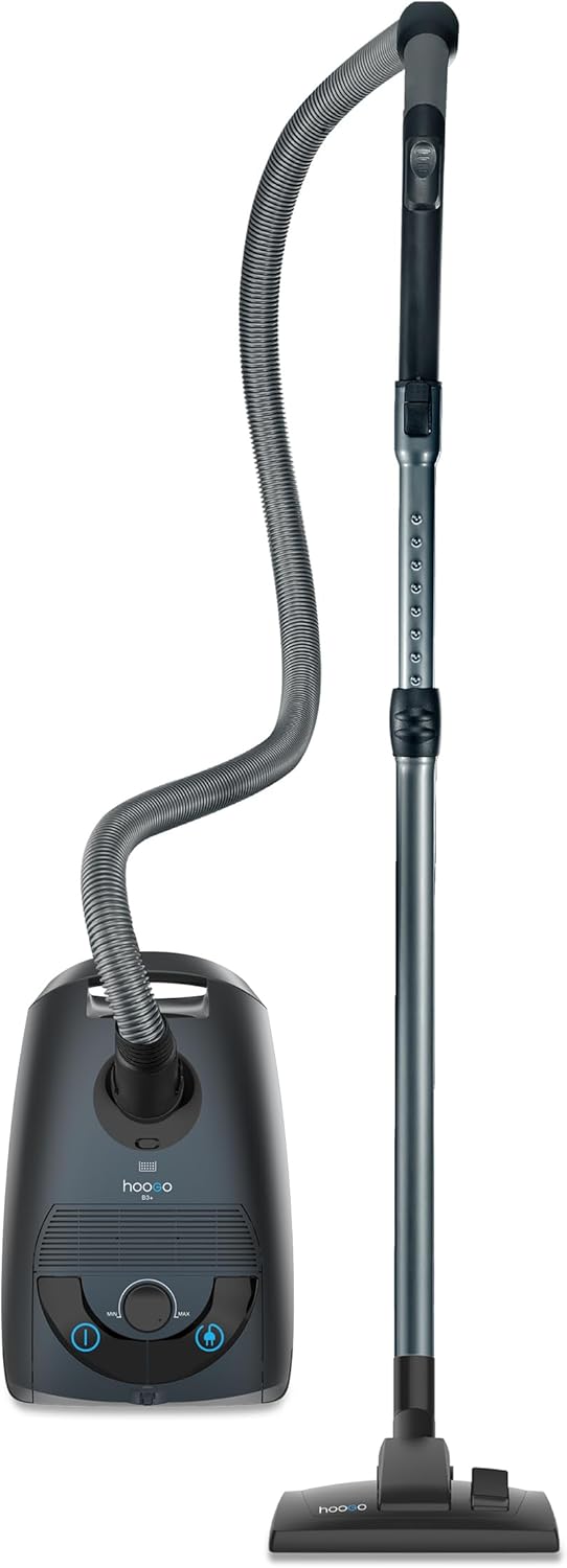 hoogo B3+ anthrazit Staubsauger mit Beutel | Starke 850 W Saugleistung | HEPA 14 Filter | 11m Radius