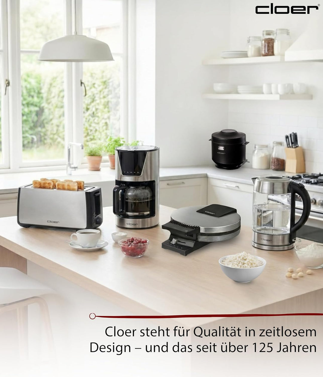 Cloer 6830 Reiskocher mit 1 l Fassungsvermögen, inkl. Dampfaufsatz & spülmaschinengeeignetem Innento