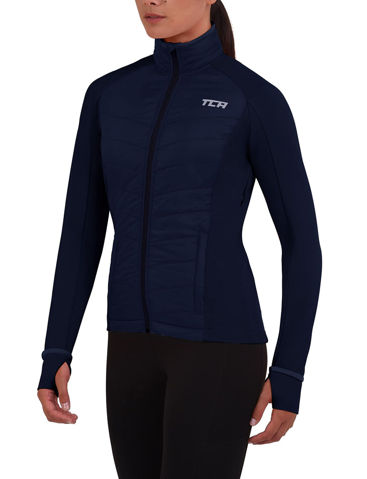 TCA Damen Excel Runner ganzjährige, leichte, wasserabweisende verstaubare Laufjacke XS Dunkelblau, X