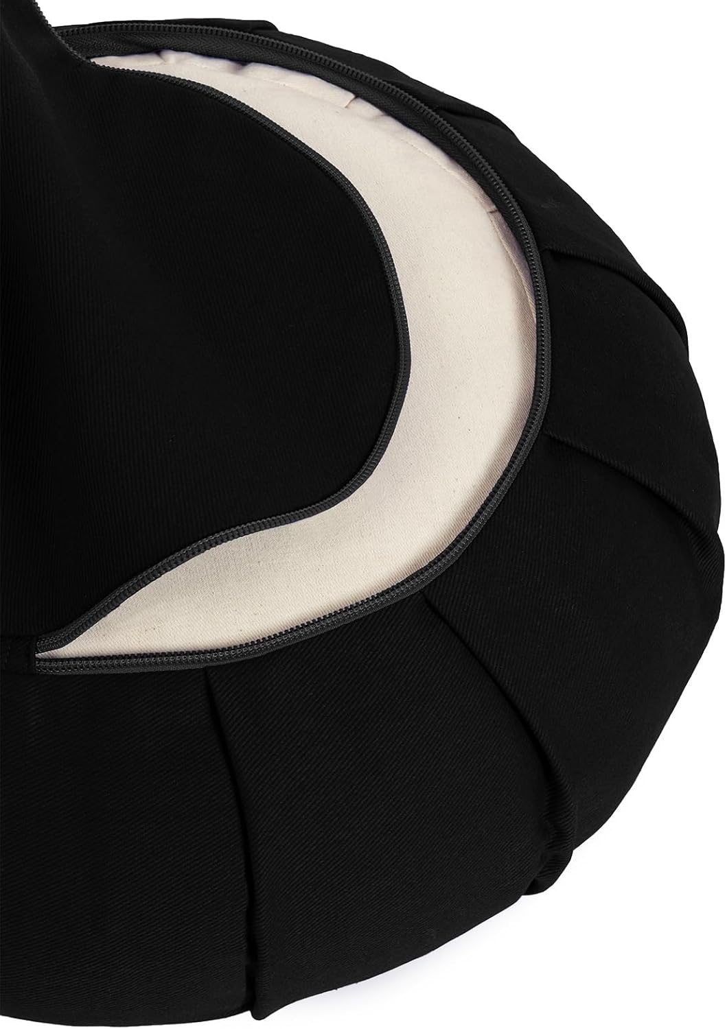 Yoga Studio YS/Zafu/Med/Cush/Black/Lot Meditationskissen, plissiert, rund, Buchweizen, Lotusblatt, S