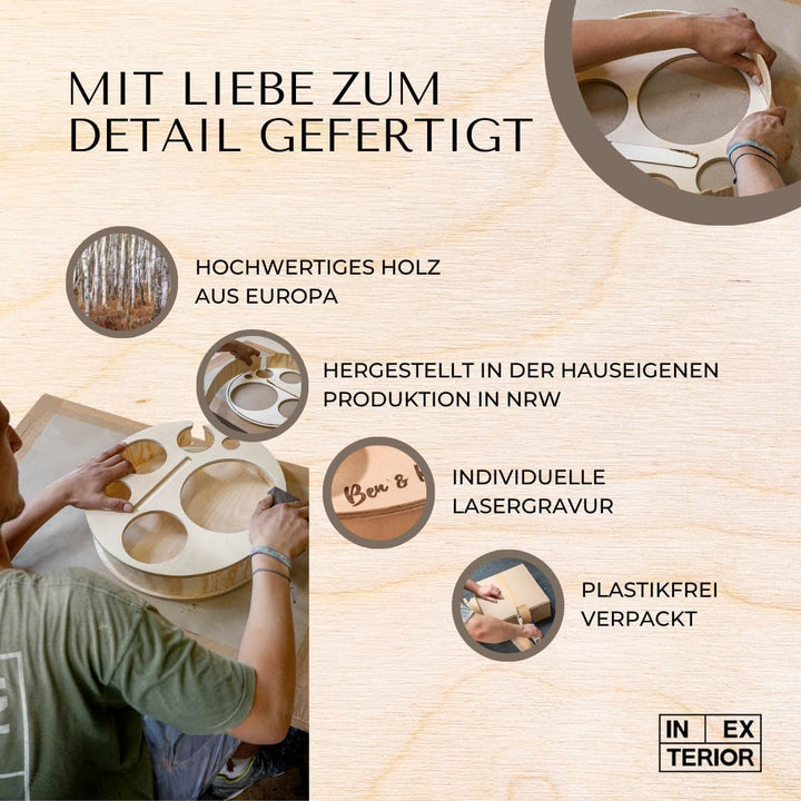 INEXTERIOR WeinBar - Weinhalter für die Couch - Handgefertigt in Deutschland - Couchbar - Sofatablet