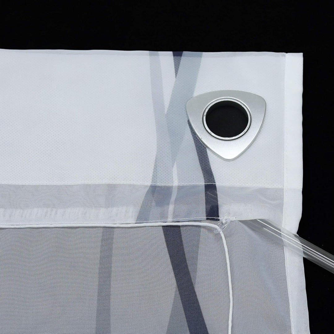 HongYa Raffrollo mit Wellen Druck Transparenter Voile Raffgardine Vorhang mit HakenösenH/B 140/120 c