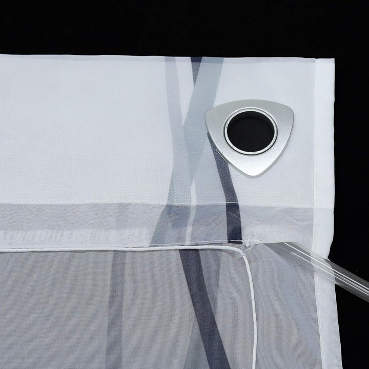 Raffrollo mit Wellen Druck Transparenter Voile Raffgardine Vorhang mit Hakenösen H/B 140/100 cm Weis