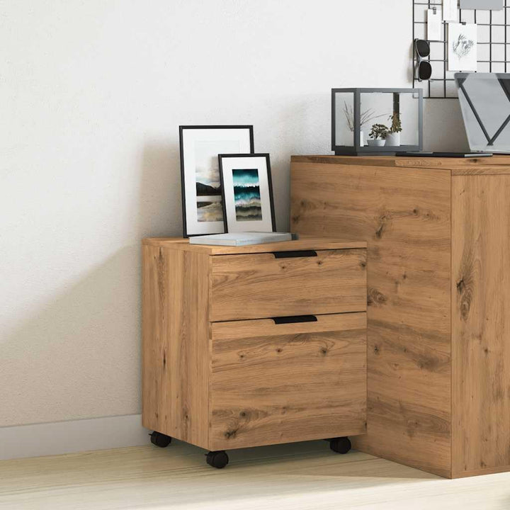 Rollcontainer MOSAB rollbar Artisan Eichen-Optik 45x38x54cm | Nachttisch mit Rollen Aktenschrank rol