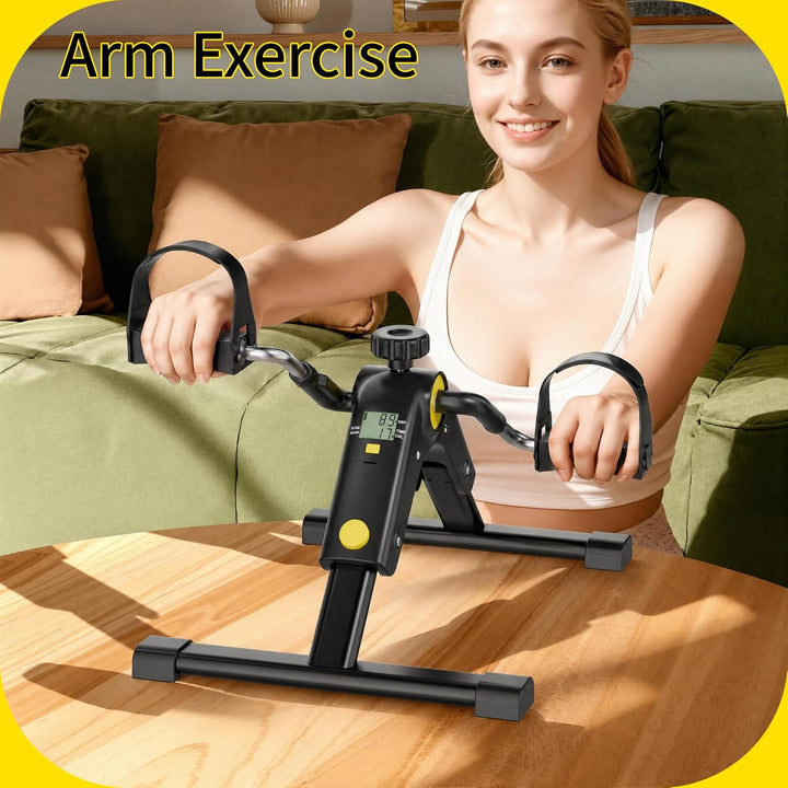 MOMODA Untertisch-Fahrradpedaltrainer mit LCD-Display, tragbarer Mini-Heimtrainer für Arm und Bein S