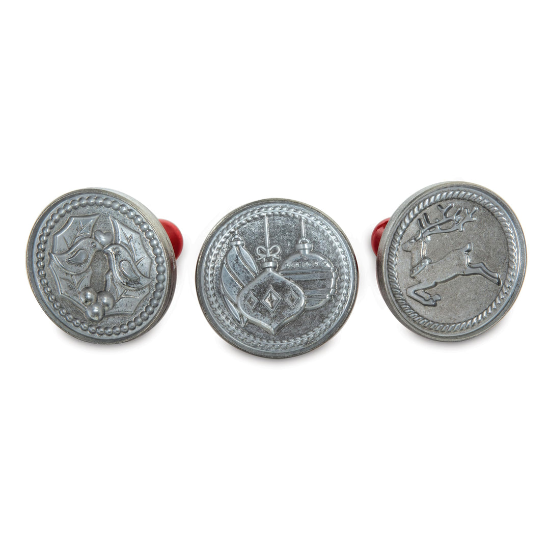 Nordic Ware Keksstempel, silber, Holzgriff, verschiedene Motive, Weihnachtsmotive, NW01236 Yuletide,