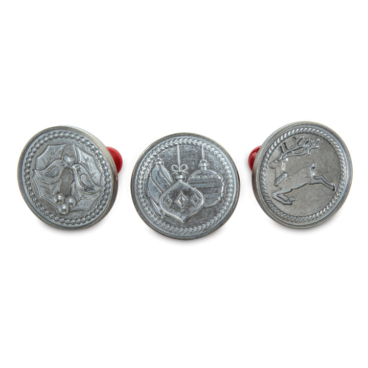Nordic Ware Keksstempel, silber, Holzgriff, verschiedene Motive, Weihnachtsmotive, NW01236 Yuletide,