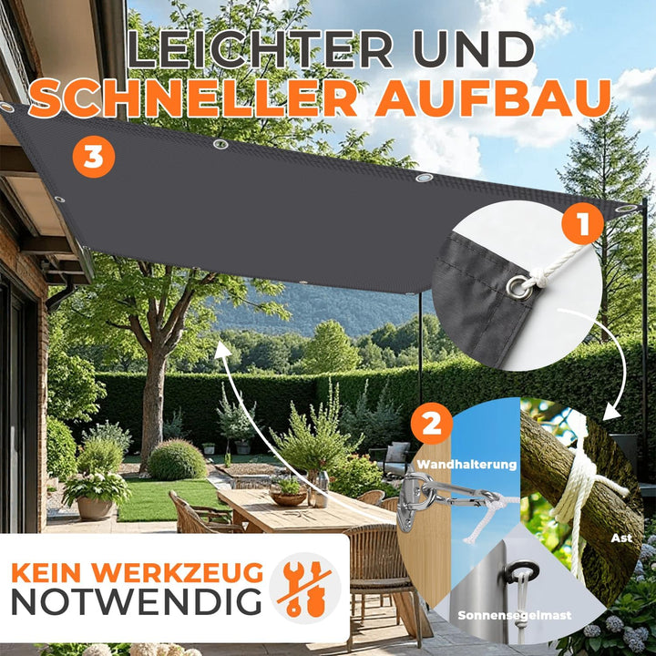 Sonnensegel Wasserdicht mit Verstärkten Edelstahl-Ösen Rechteckig 2x2.5m– UV-Schutz 95%, Wetterfest,