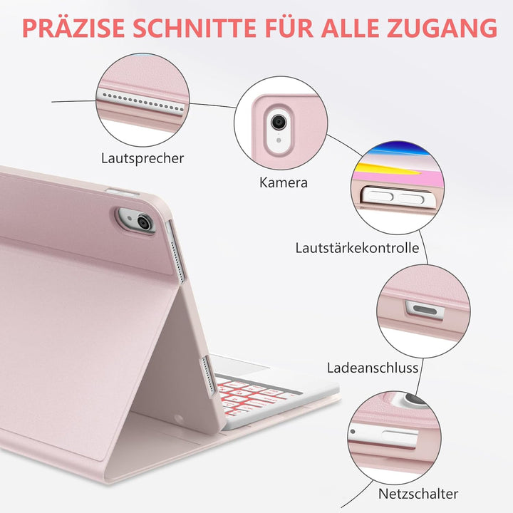 Touchpad Tastatur für iPad 10 2022 10.9 Zoll/11 Generation A16 2025 11 Zoll, Hülle Beleuchtete Bluet