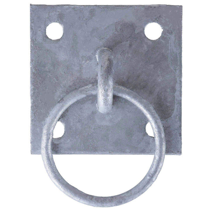 2 x Anbindering Ø 68 mm mit quadratischer Ösenplatte 100 x 100 mm feuerverzinkt aus Stahl – Robuster