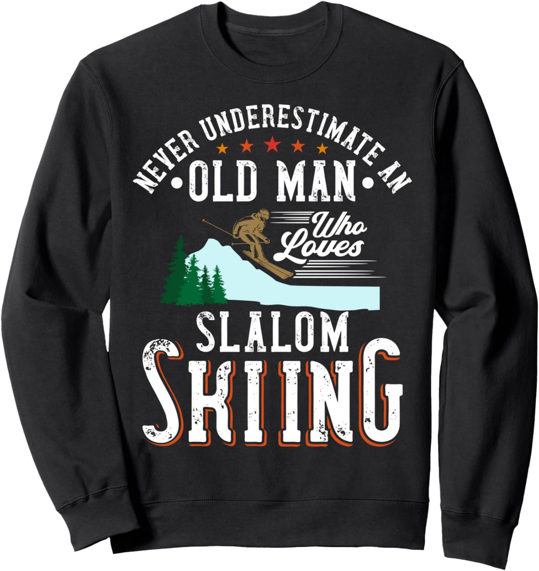 Funny Mountain Alpine Skiing Slalom - An Old Man Who Loves Sweatshirt