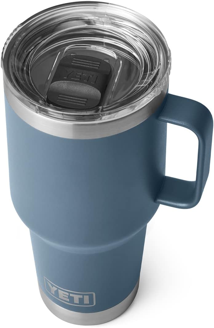 YETI Rambler Reise-Trinkbecher aus Edelstahl, vakuumisoliert, mit starkem Deckel, 850 ml, Nordic Blu