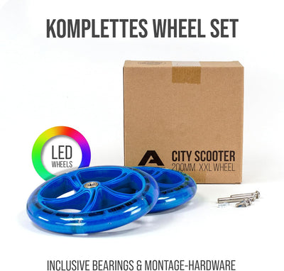 Apollo City Scooter 200mm Ersatzräderset - Pro Wheels mit ABEC 7 Kugellager, Roller Rad Ersatz-Räder