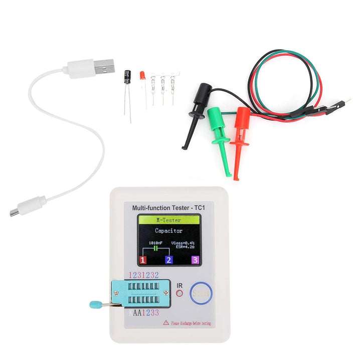 PUSOKEI Multifunktionstransistortester, selbstkalibrierender Diodentester LCR-TC1 mit 3,5-Zoll-TFT-B