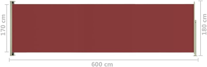 puraday 180x600 cm Seitenmarkise Ausziehbar Rot Terrassen-Sichtschutz Balkon Seitenwand Stilvolle Se