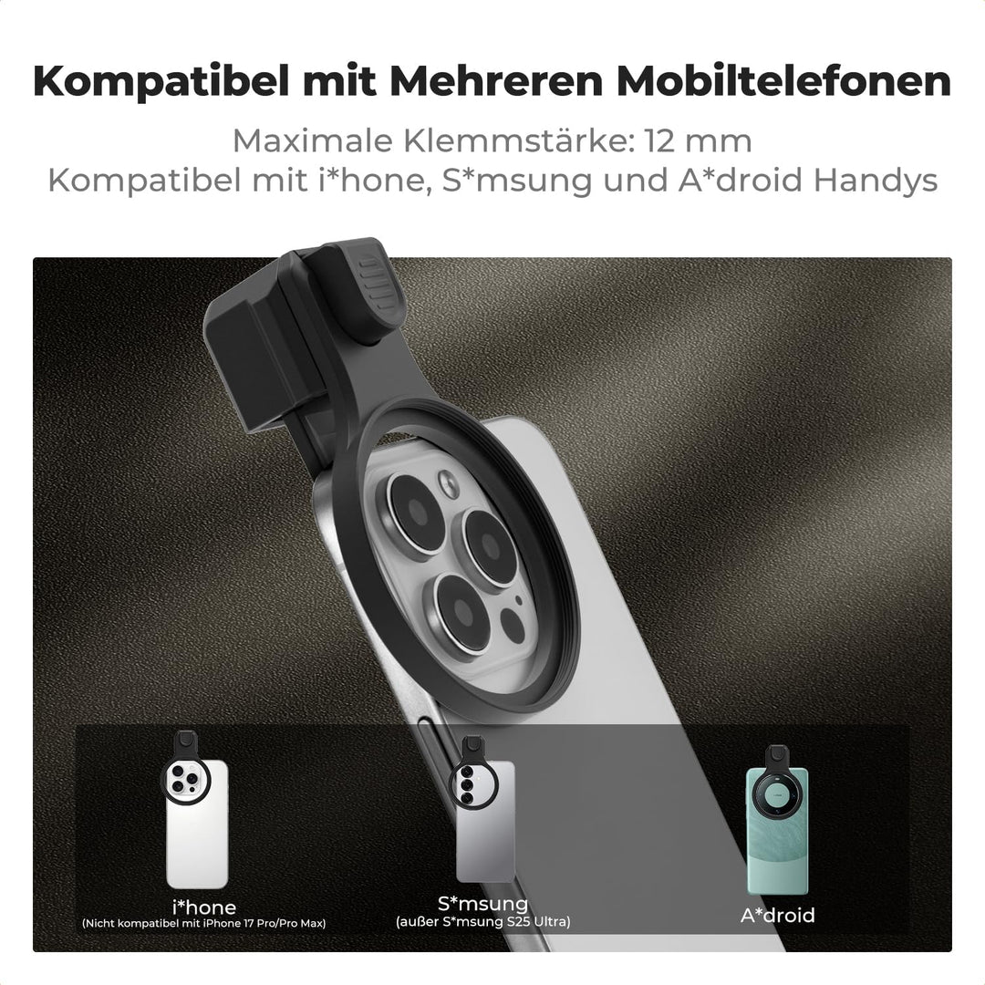 K&amp;F CONCEPT 58mm Universeller Filterclip für Handy mit Druckknopf | kompatibel mit iPhone 16/15/14/1