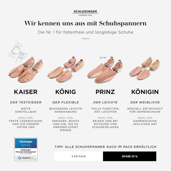 Schlesinger - TESTSIEGER - Premium Herren Schuhspanner aus edlem Zedernholz für eine optimale Schuhp