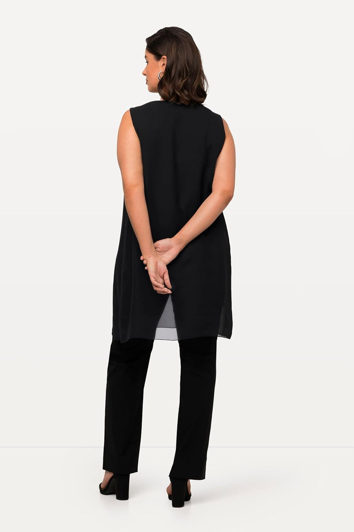 Ulla Popken Damen grosse Grössen Übergrössen Plus Size Longtunika, Ziersteine, A-Linie, Rundhals, är