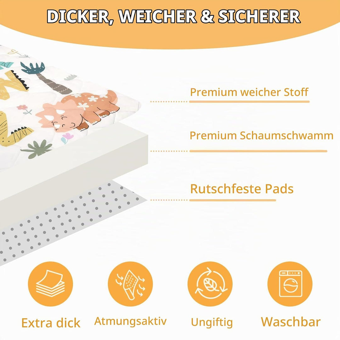 Spielmatte Baby 127×127cm mit Rutschfest, Extra Dicke 2cm Weiche Abtrennbar Krabbelmatte Baby, Faltb