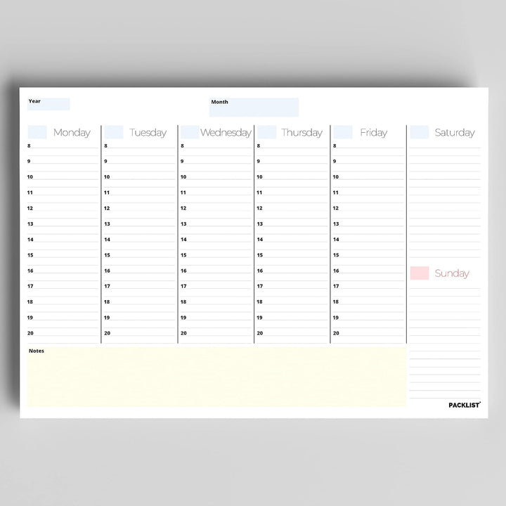 Weekly Planner Pad A4 - Stylish Undated Weekly Organiser, 52 Pages for Home, Study, Work & Family Pl